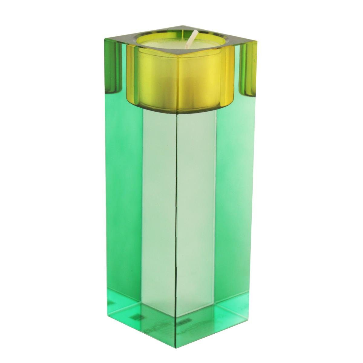 Giftcompany Teelichthalter ca. H Sari Teelichthalter 14 grün/gelb Gift-Company cm (Stück) Kristallglas