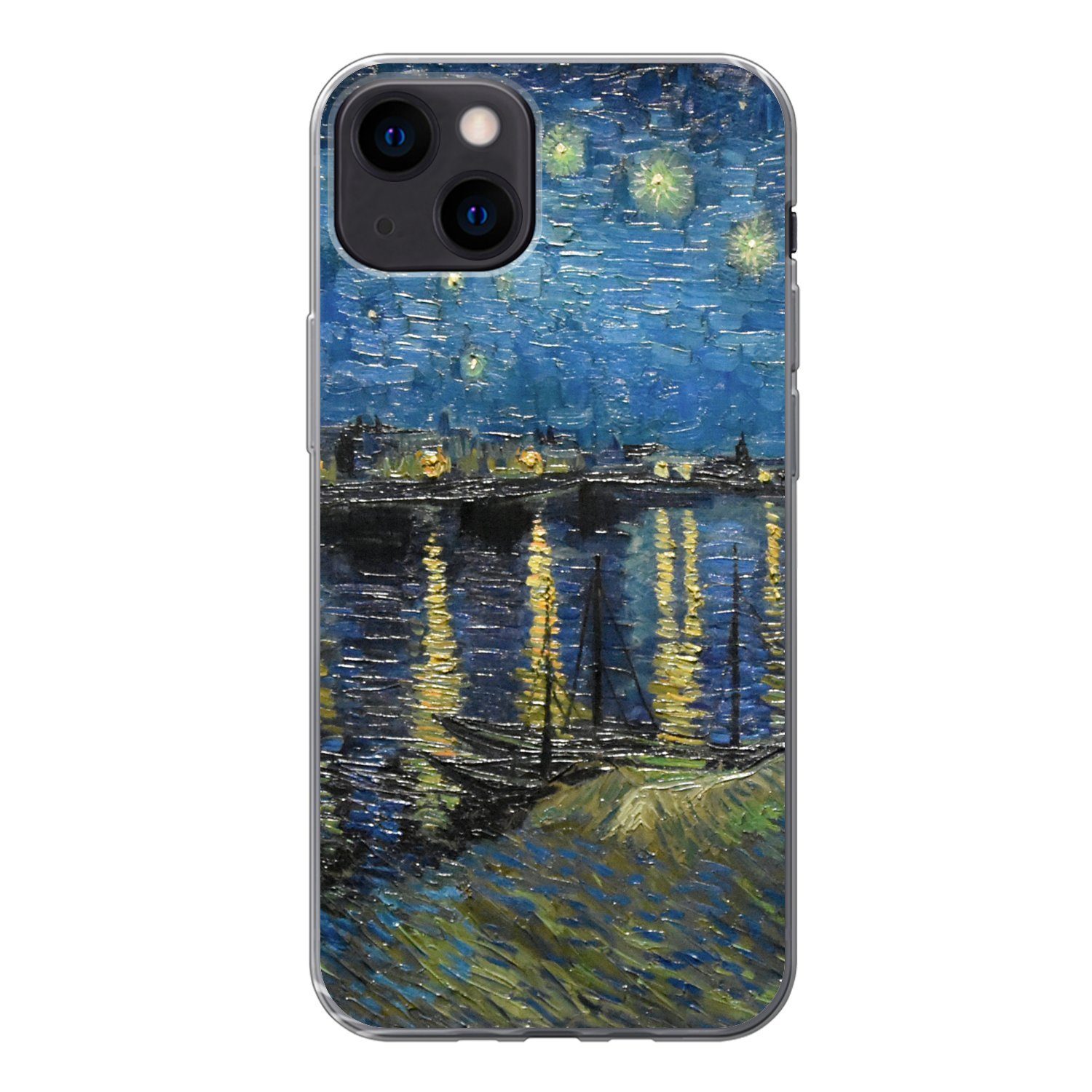 MuchoWow Handyhülle für Apple iPhone 13 Sternennacht über der Rhone - Van Gogh - Kunst, Smartphone-Bumper, Print, Handy Schutzhülle Dünn