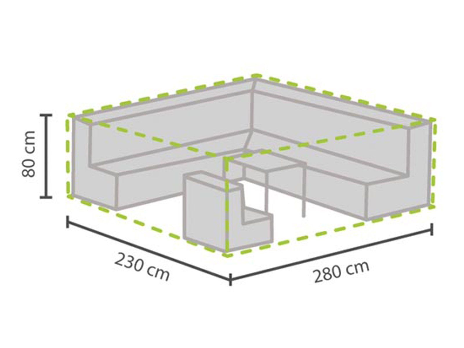 PEREL Gartenmöbel-Schutzhülle (1-St), Abdeckung Lounge-Möbel Wasserfeste Abdeckhaube Rechteckig 280x230x80cm