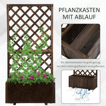 Outsunny Hochbeet Mit Rankgitter für Kletterpflanzen (Blumenkasten, 1 St., Pflanzkasten), für Garten, Balkon, Braun