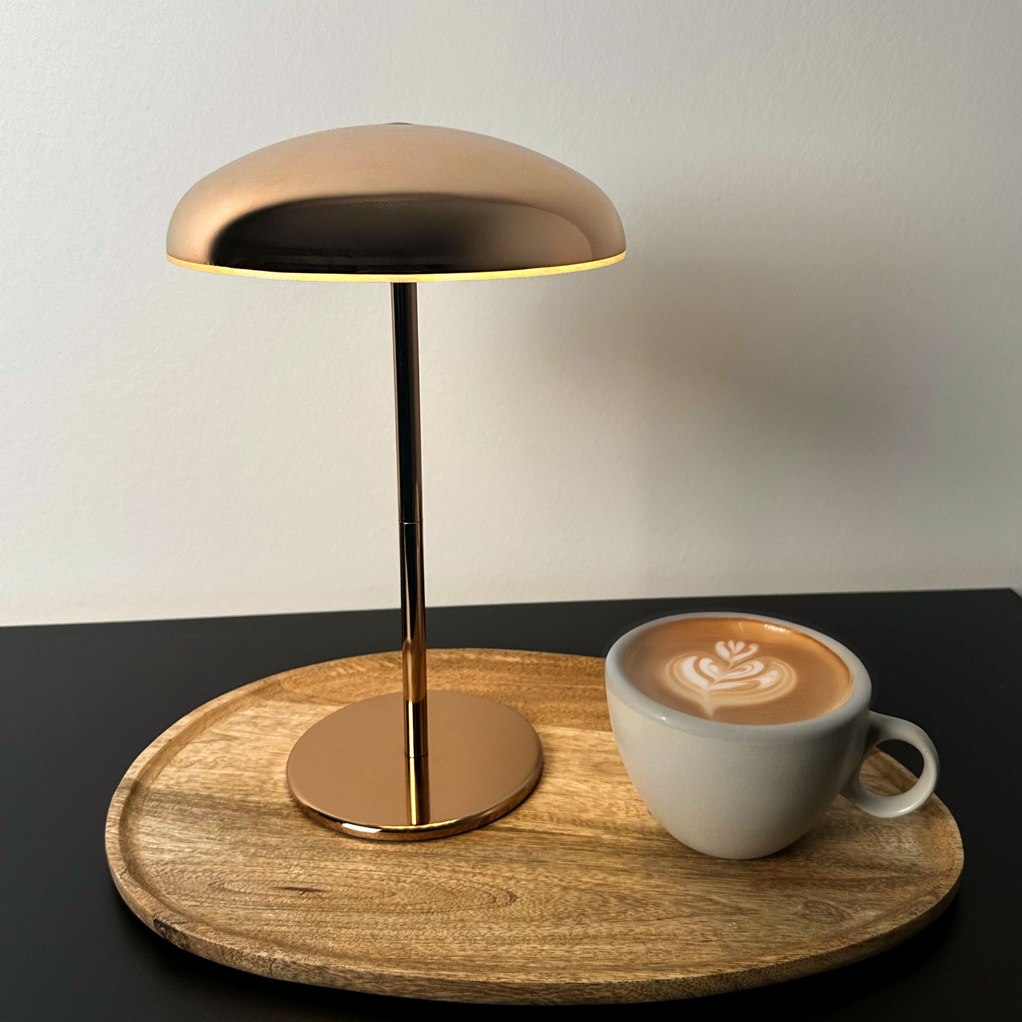 Briloner Leuchten Tischleuchte LED Akku kabellos dimmbar Indoor/Outdoor, LED fest integriert, 19,5 x 30,5 cm Beige-Anthrazit, Kupfer, Schwarz, Chrom 2,8W