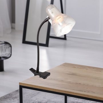 etc-shop Klemmleuchte, Leuchtmittel nicht inklusive, Klemm Strahler Tisch Lampe Flexo Arm Leuchte Metall transparent