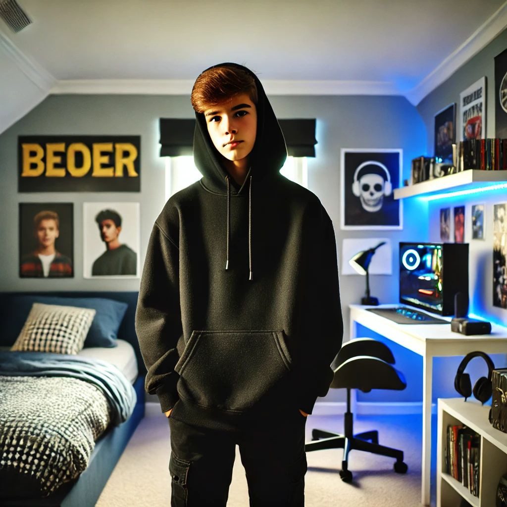 coole-fun-t-shirts Hoodie Hoodie Sweatshirt mit Kapuze Schwarz Pullover 128 140 152 164 Känguruhtasche