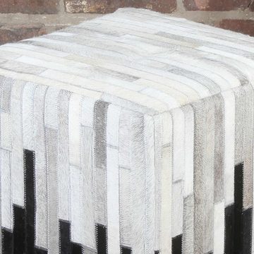 Casa Moro Hocker Patchwork Fellhocker Sunil 45x45x48 cm (B/T/H) aus echtem Fell & Holz (Luxus Sitzhocker quadratisch Pouf, Handmade), Ein Polsterhocker für einfach schöner Wohnen, HH5605