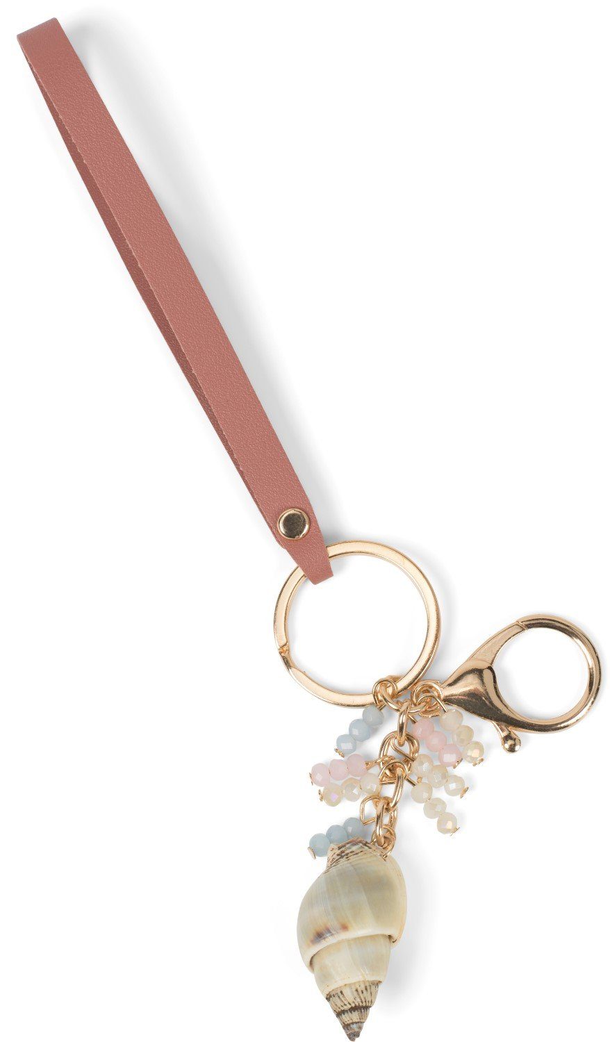 styleBREAKER Schlüsselanhänger (1-tlg), Schlüsselanhänger mit Muscheln, Perlen und Strass Altrose