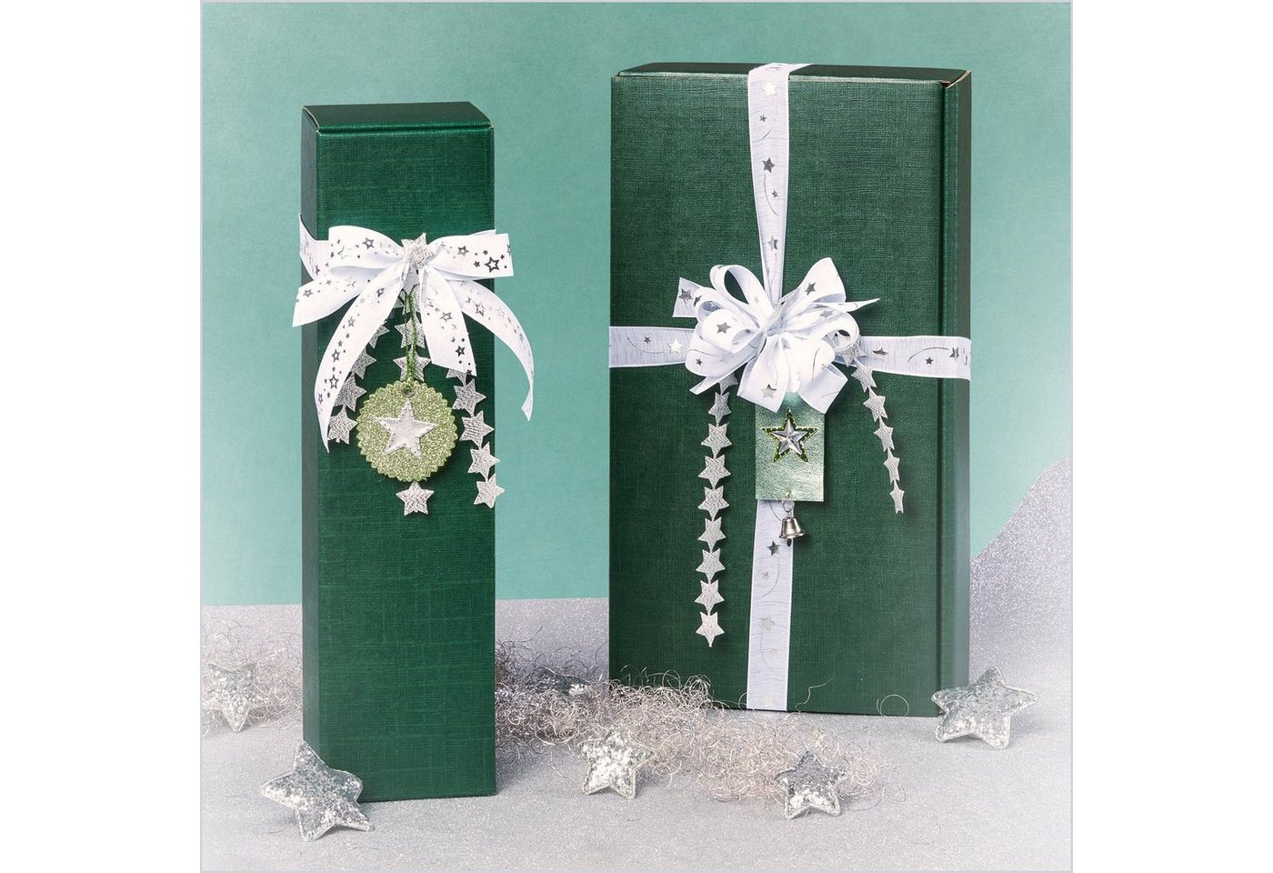 Thumbnail - KK Verpackungen Geschenkbox (500 St), 500 x Faltschachtel für 1 Flasche 90x90x355 mm strukturgeprägt Grün