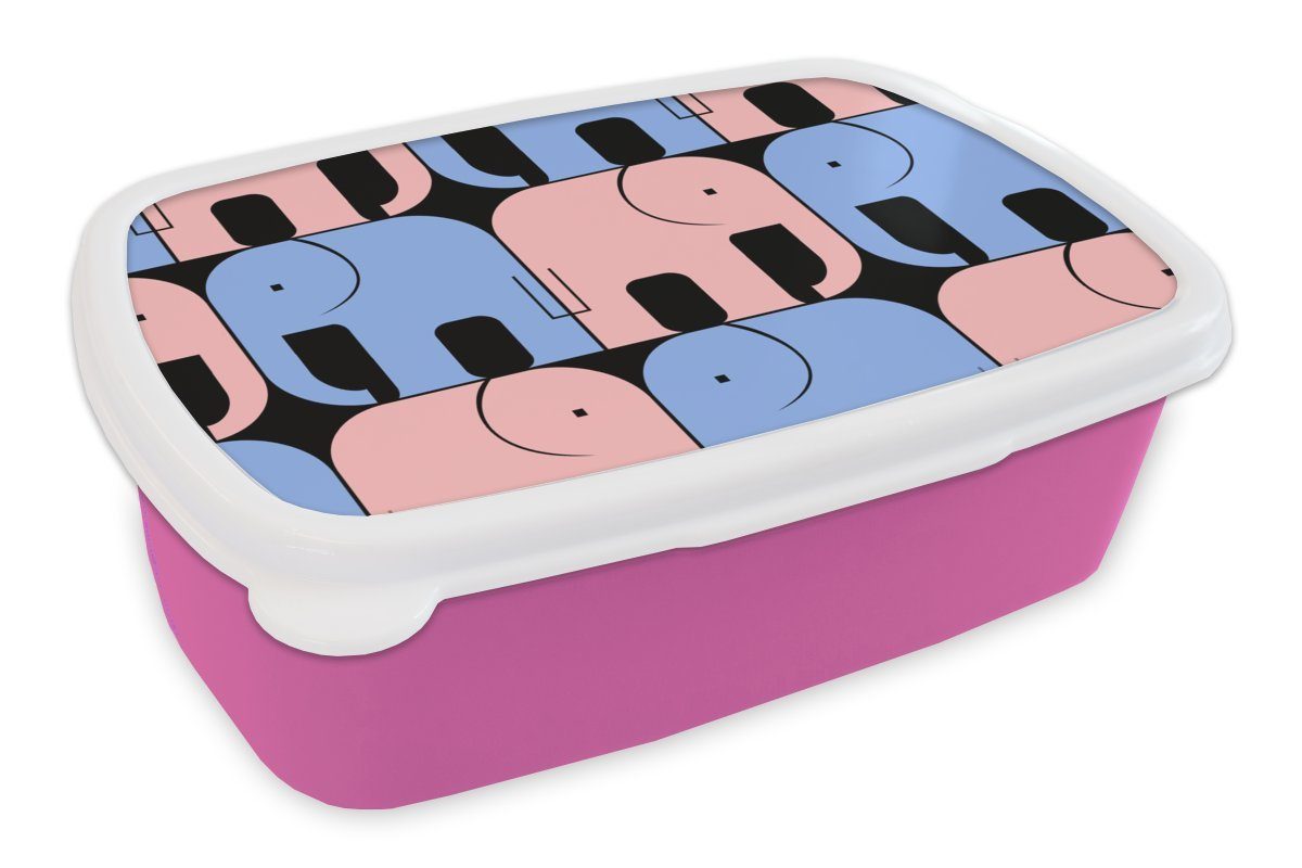 für Kunststoff, Schwarz Snackbox, - - Kunststoff (2-tlg), Mädchen, Brotbox Lunchbox Elefant Brotdose rosa - Linie Erwachsene, Kinder, Muster, MuchoWow