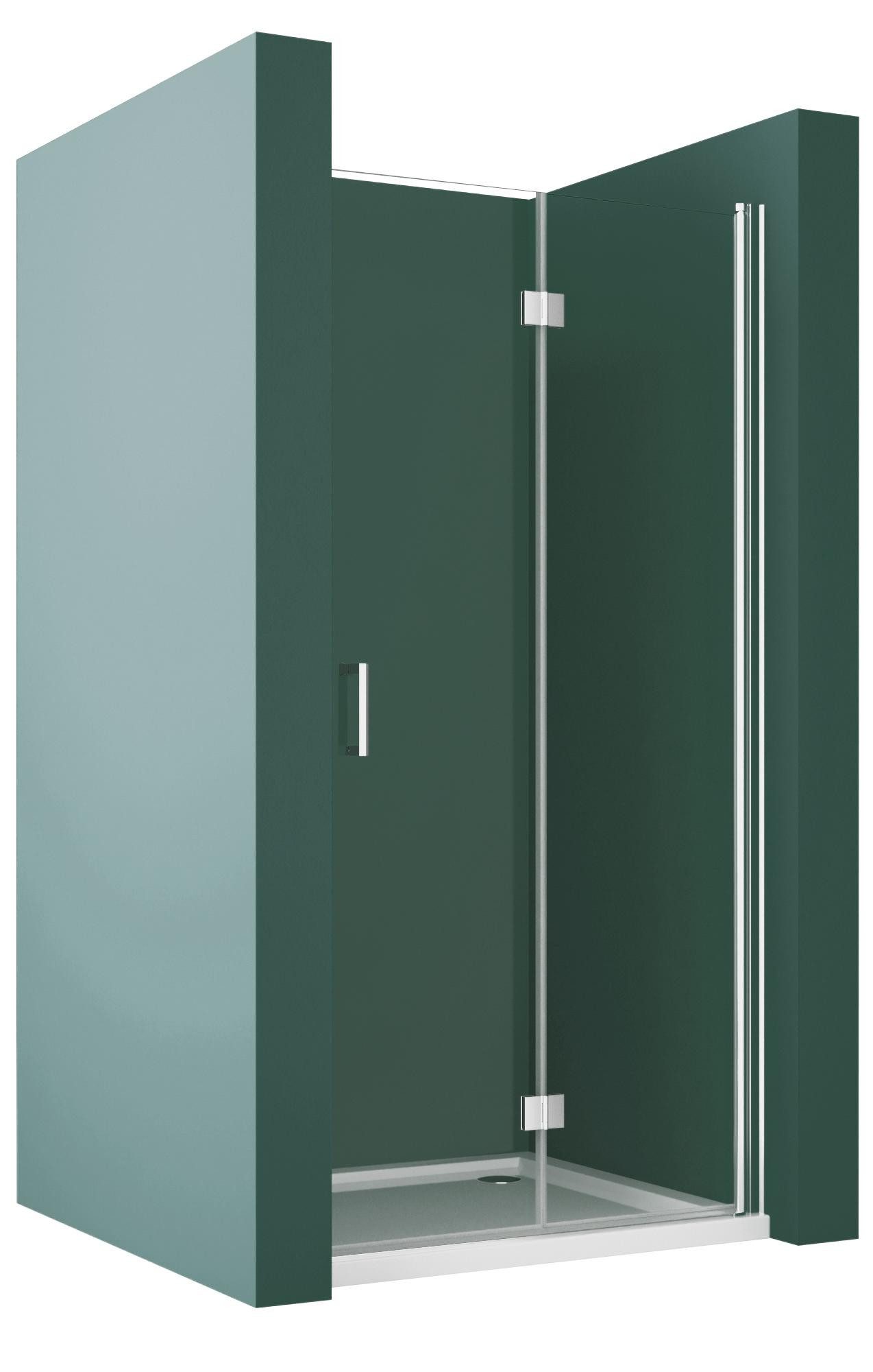 Hopibath Dusch-Falttür Nischentür Dusche Drehtür H:195cm, 70x195 cm, NANO 5mm Sicherheitsglas, (180º Falttür, mit Alu-Bodenleiste & Magnetdichtleisten) B:120/100/90/80/75/70cm