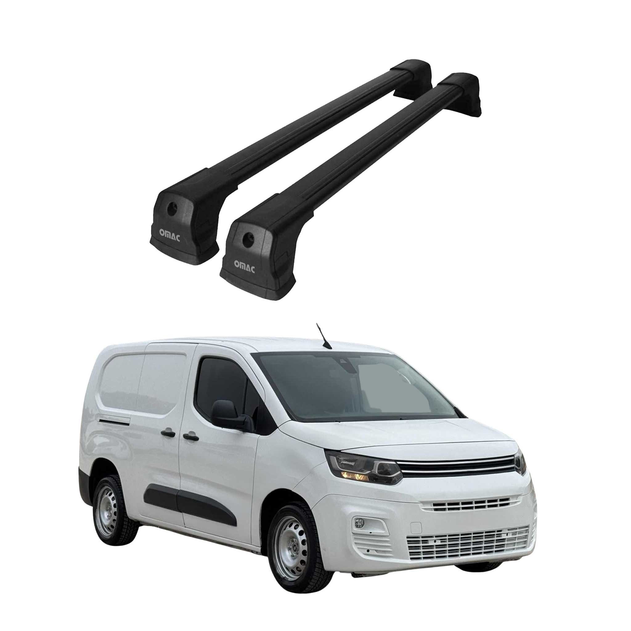 OMAC Dachträger für Citroen Berlingo 2018-2025 Aluminium Schwarz 2tlg (2-St), Wasserbeständig,Abnehmbar,Multifunktional,Leichtgewichtig
