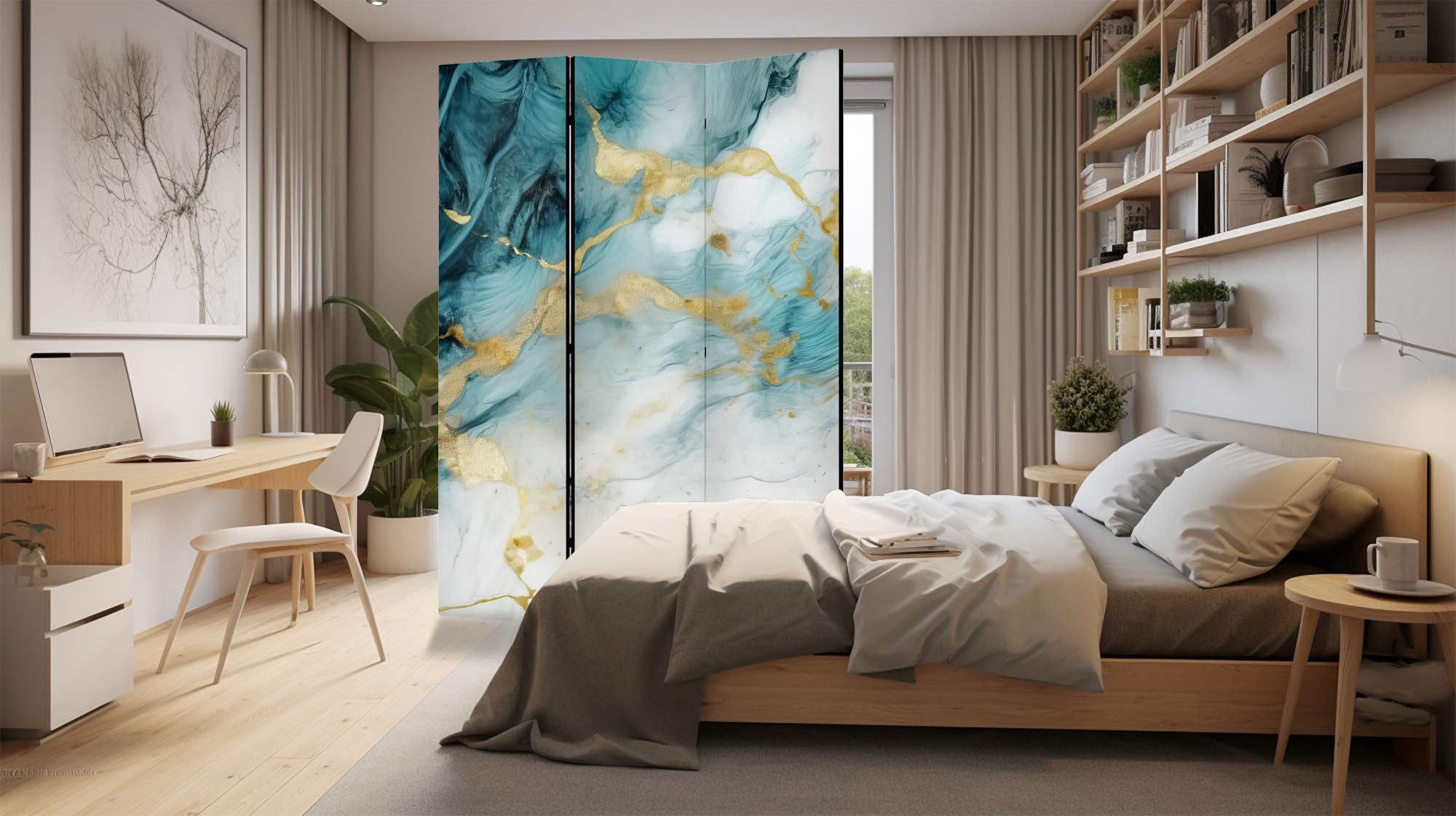 framed concept Paravent, Raumteiler Holz Struktur, 135x172 & 225x172 cm, ein- oder beidseitig
