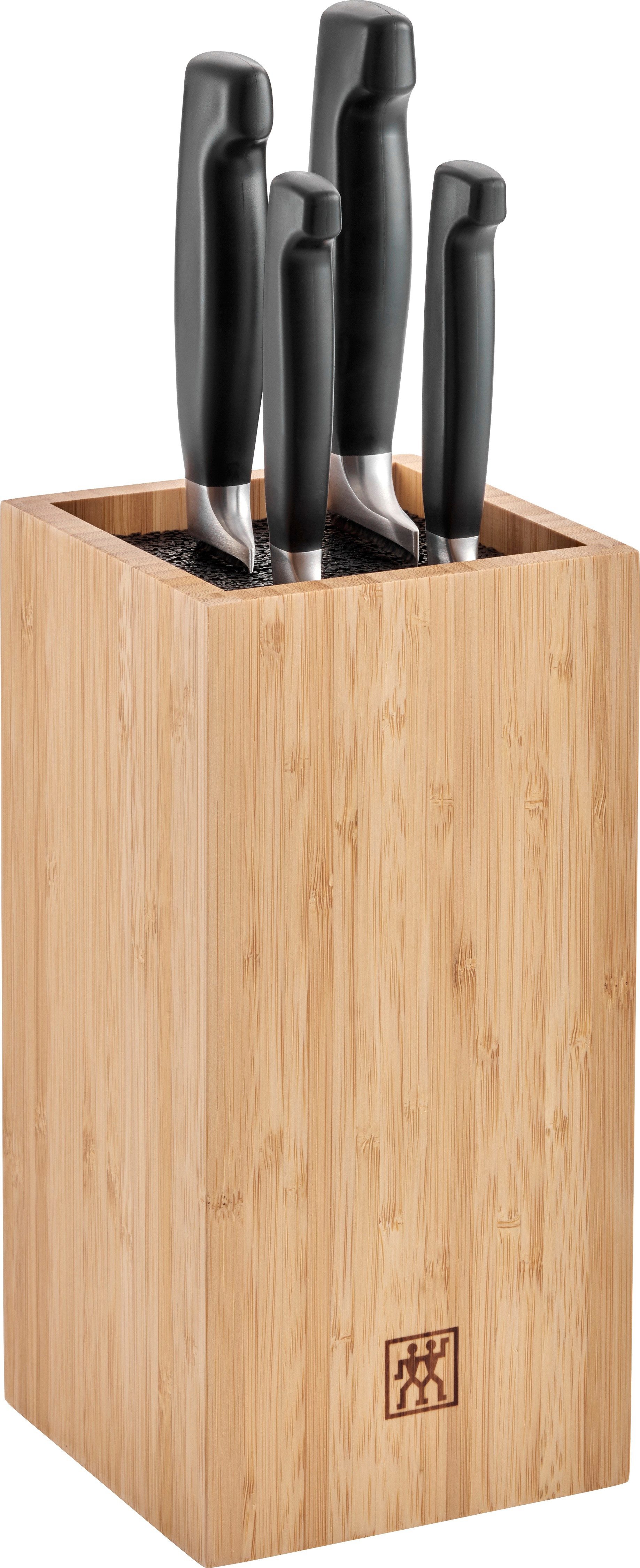 Zwilling Messerblock **** VIER STERNE, inkl. 4 Messer (5tlg), mit flexiblen Kunststoff-Borsten, Bambus