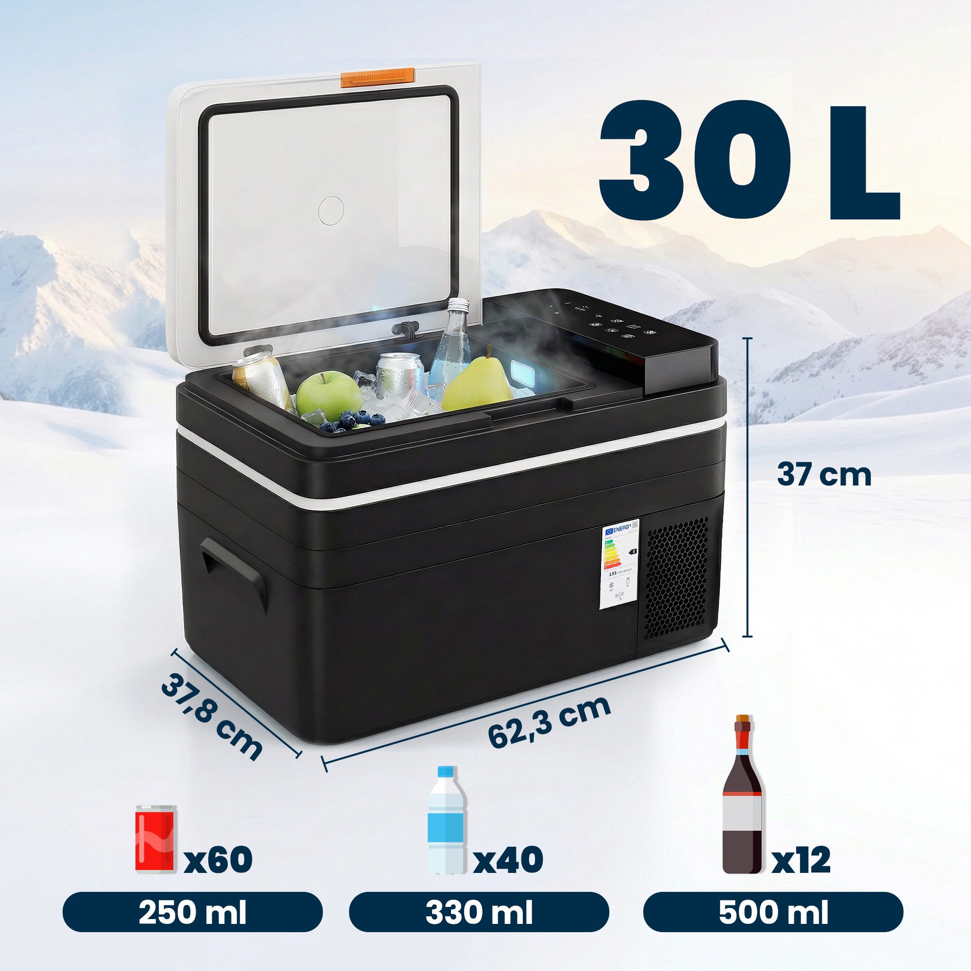 Outsunny Kühlbox Kompressor -20℃ bis 20℃ Elektrische mit APP-Steuerung, 30 l, für Auto LKW
