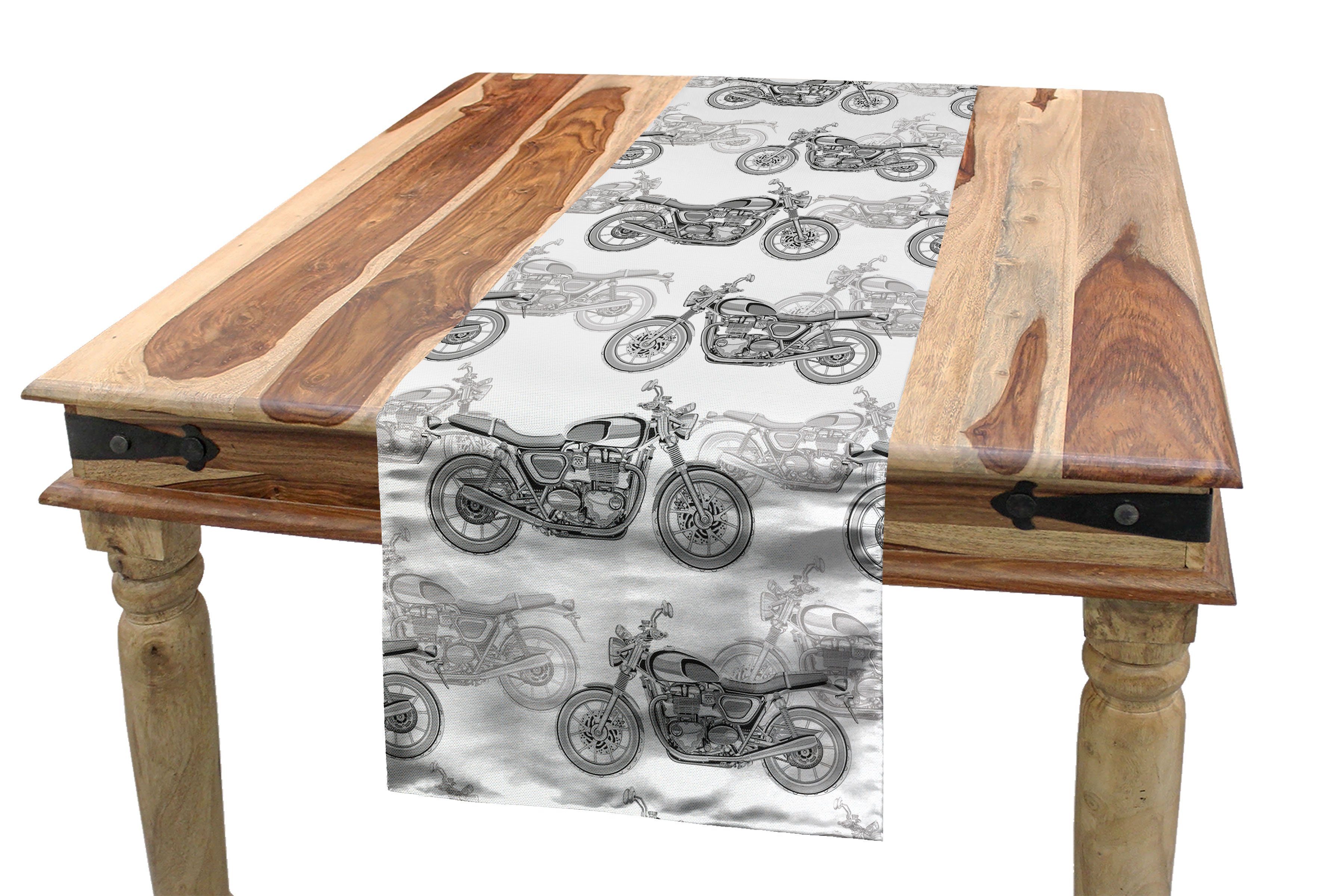 Küche Tischläufer Motorrad Tischläufer, Graustufen in Abakuhaus Rechteckiger Esszimmer Details Dekorativer