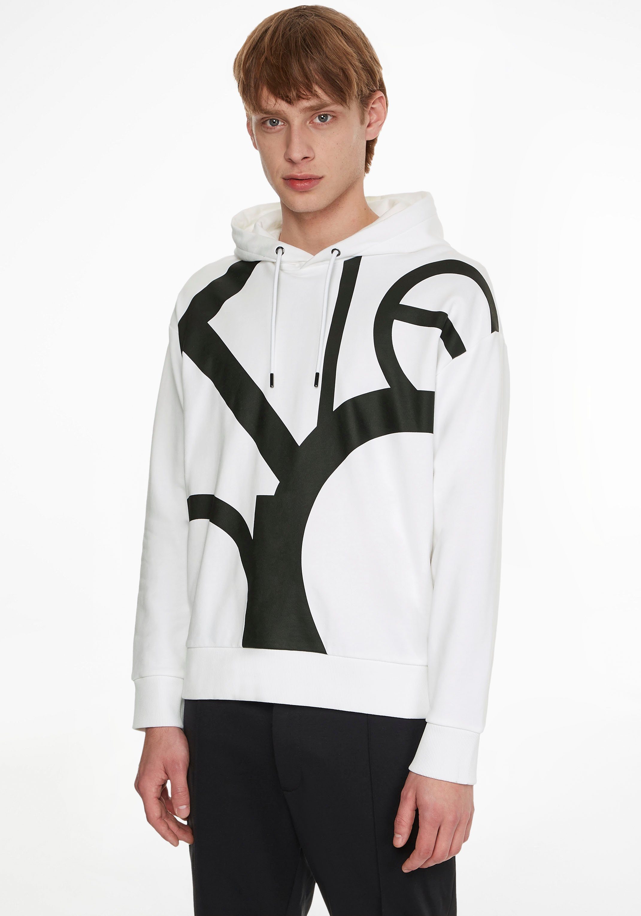 Calvin Klein Kapuzensweatshirt ABSTRACT AOP COMFORT HOODIE bright white