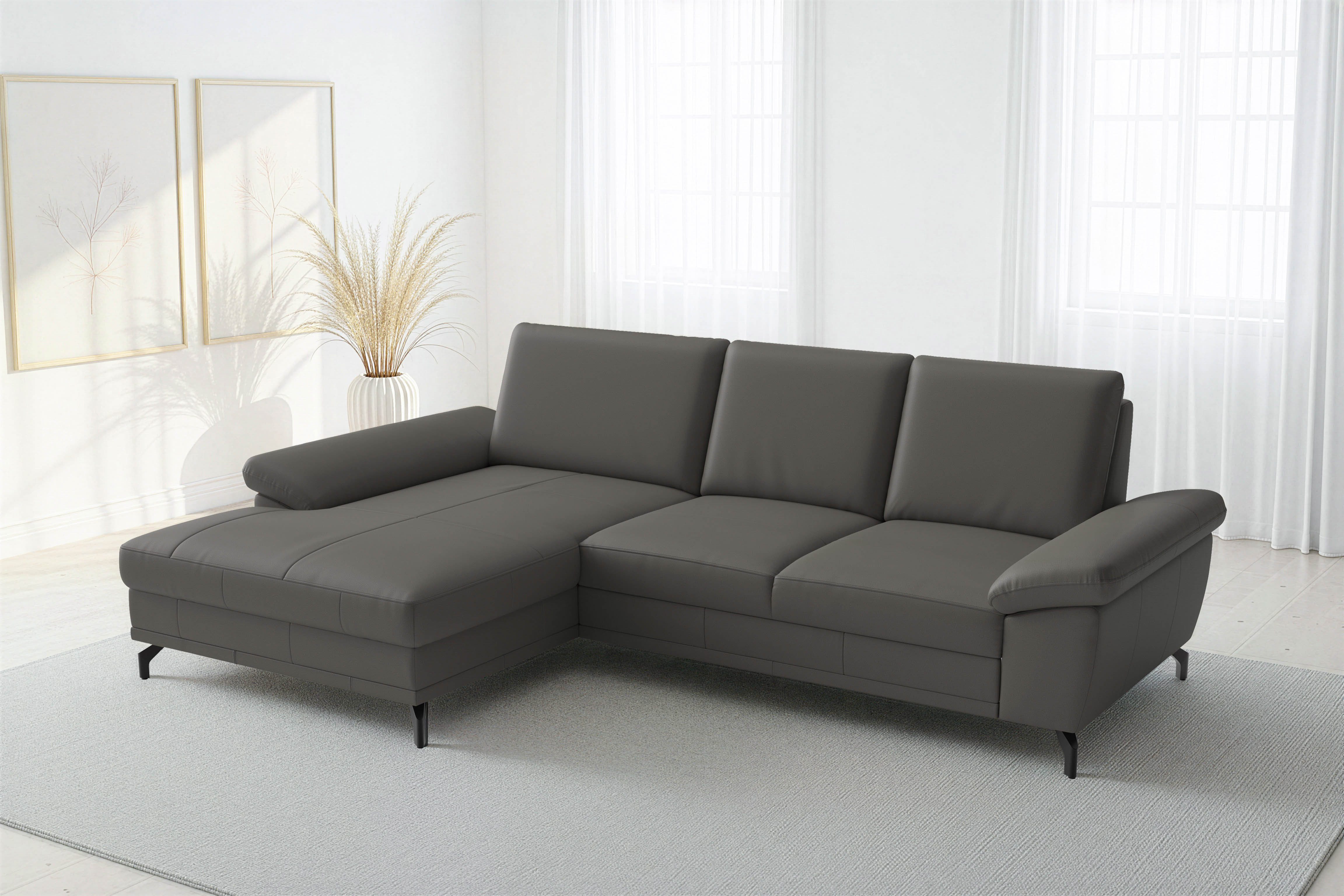 Ecksofa Chelsea L-Form, B: 264 cm, Leder, inkl. Sitztiefen-&Armteilverstellung