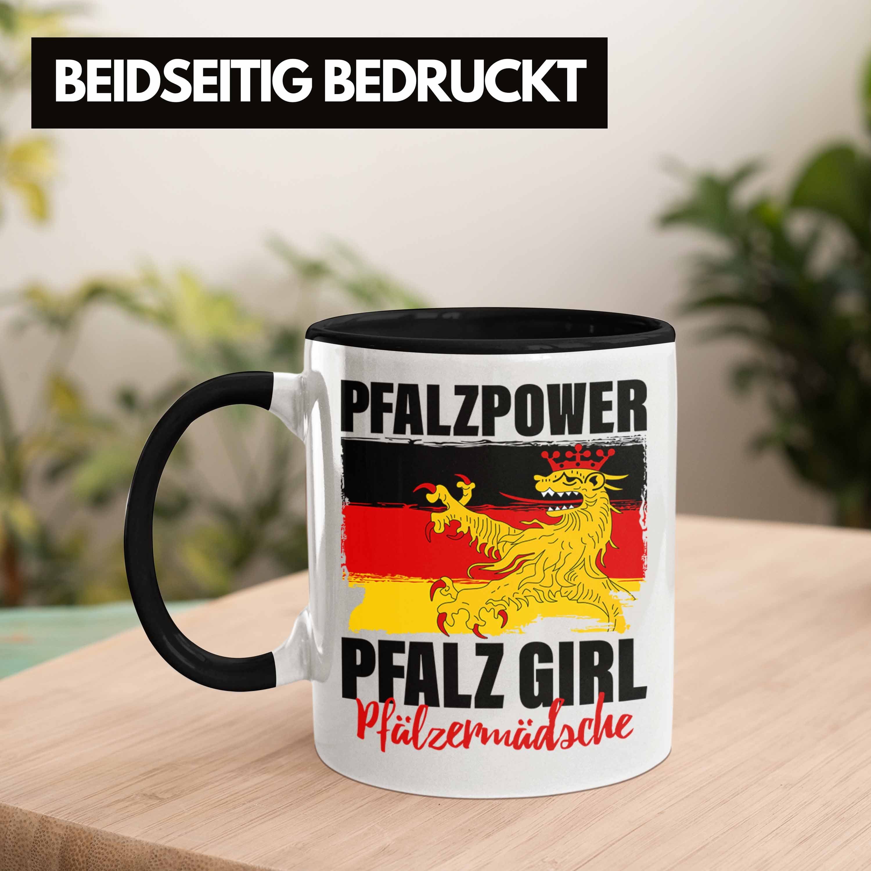 Trendation Tasse Pfalzpower Frauen Pfalz Pfalzmädsche Schwarz Girl Tasse Geschenk