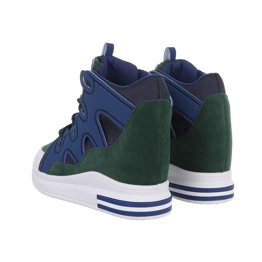 Ital-Design Damen High-Top Freizeit Sneakerboots (84463417) Keilabsatz/Wedge Sneakers High in Blau