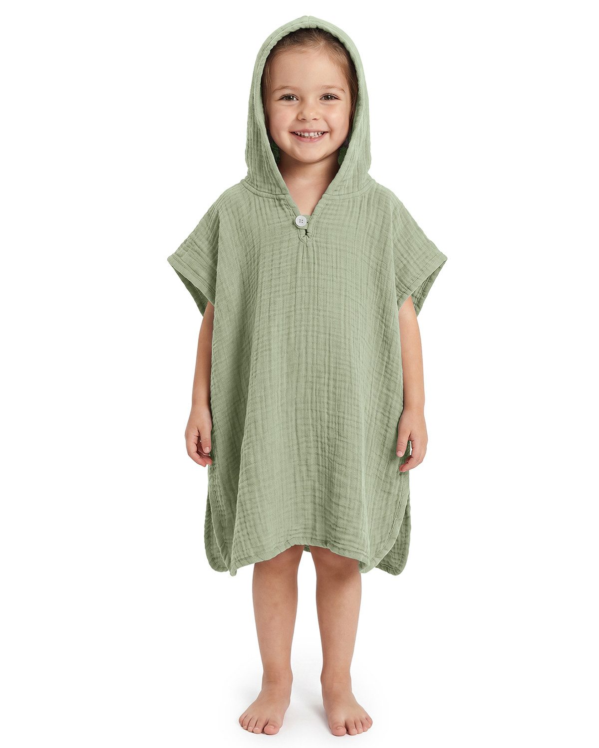 Laynenburg Badeponcho Musselin für Kinder mit Kapuze - Poncho aus 100% Baumwolle, als strandponcho, surf Handtuch poncho für Baby, Mädchen & Jungen