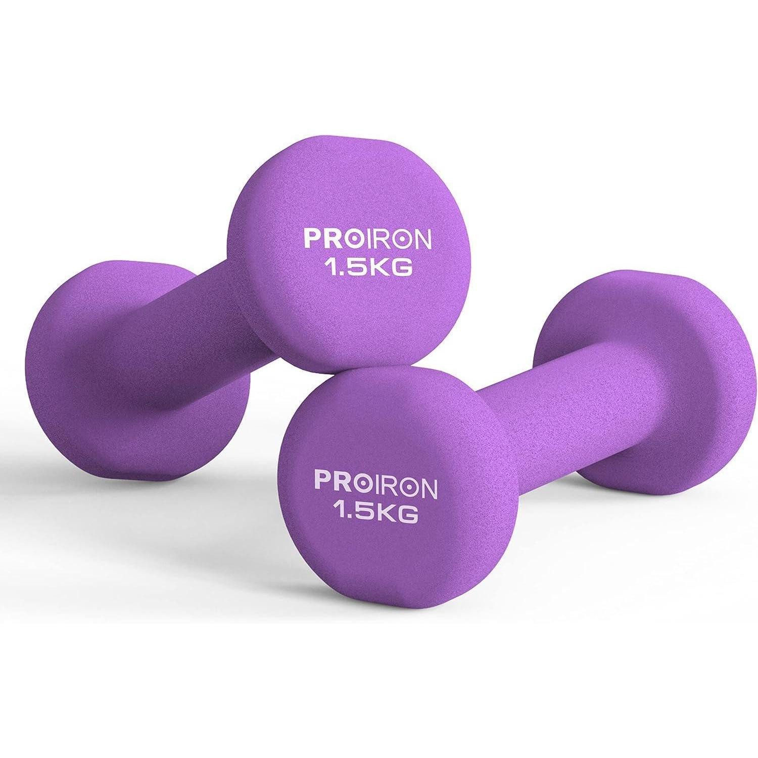 PROIRON Kurzhantel Neopren Kurzhanteln 1.5KG 2er-Set Frauen Gym Yoga Kinder Pilates