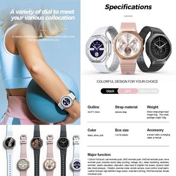 MYSHUN Smartwatch (1,32 Zoll, Android, iOS), mit Telefonfunktion,IP68 Wasserdicht Sportuhr Aktivitätstracker SpO2