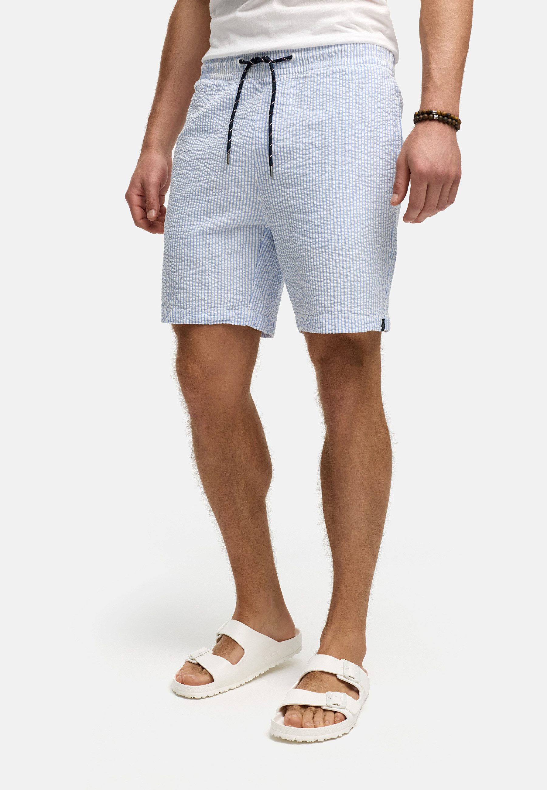 Indicode Shorts Herren INAlizzo Sommershorts Herrenshorts aus Seersucker-Material für maximale Luftzirkulation an warmen Tagen