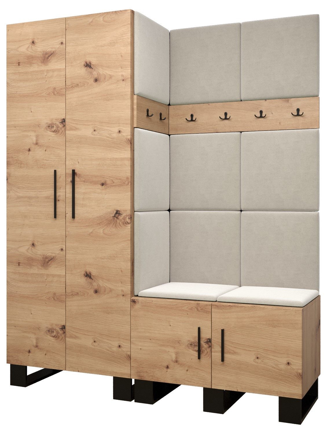 ABIKS MÖBEL Шкафы-Set ARTIN Set 2 Garderobe mit gepolsterten Paneelen, Industriell Design