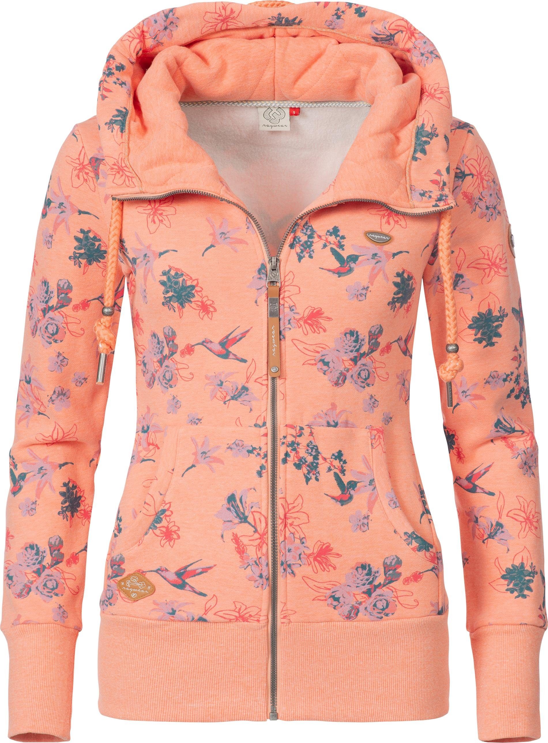 Ragwear Sweatjacke »Neska Zip Flowers« sportlicher Damen ZipHoodie mit