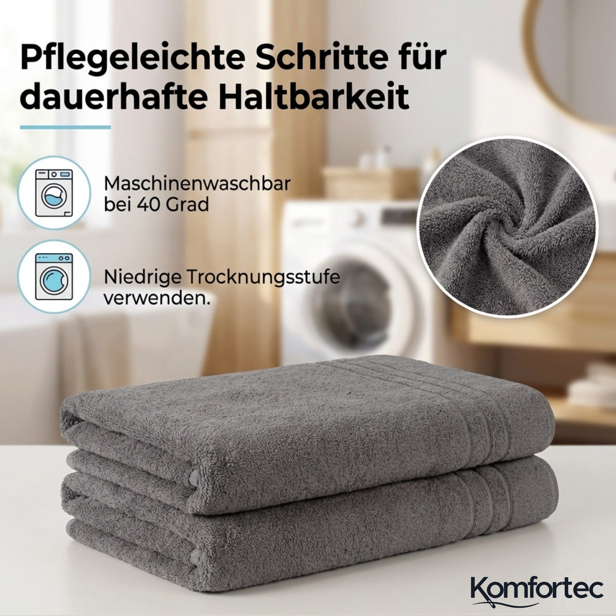 Komfortec Saunatuch 100x200 cm Badetuch aus 100% Baumwolle, Frottee (1-St), extra Große, Schnelltrocknend