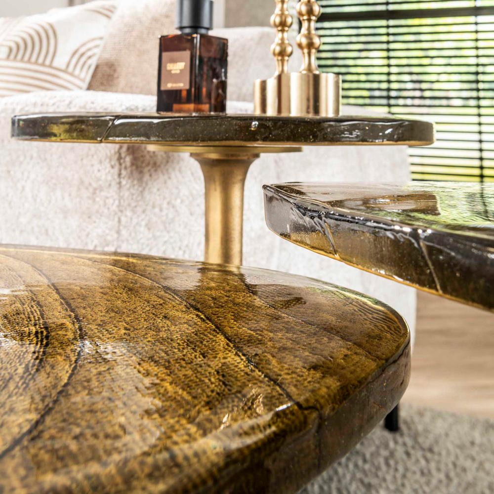 RINGO-Living Couchtisch RINGO-Living Beistelltisch Kahiau aus Glas in Gold
