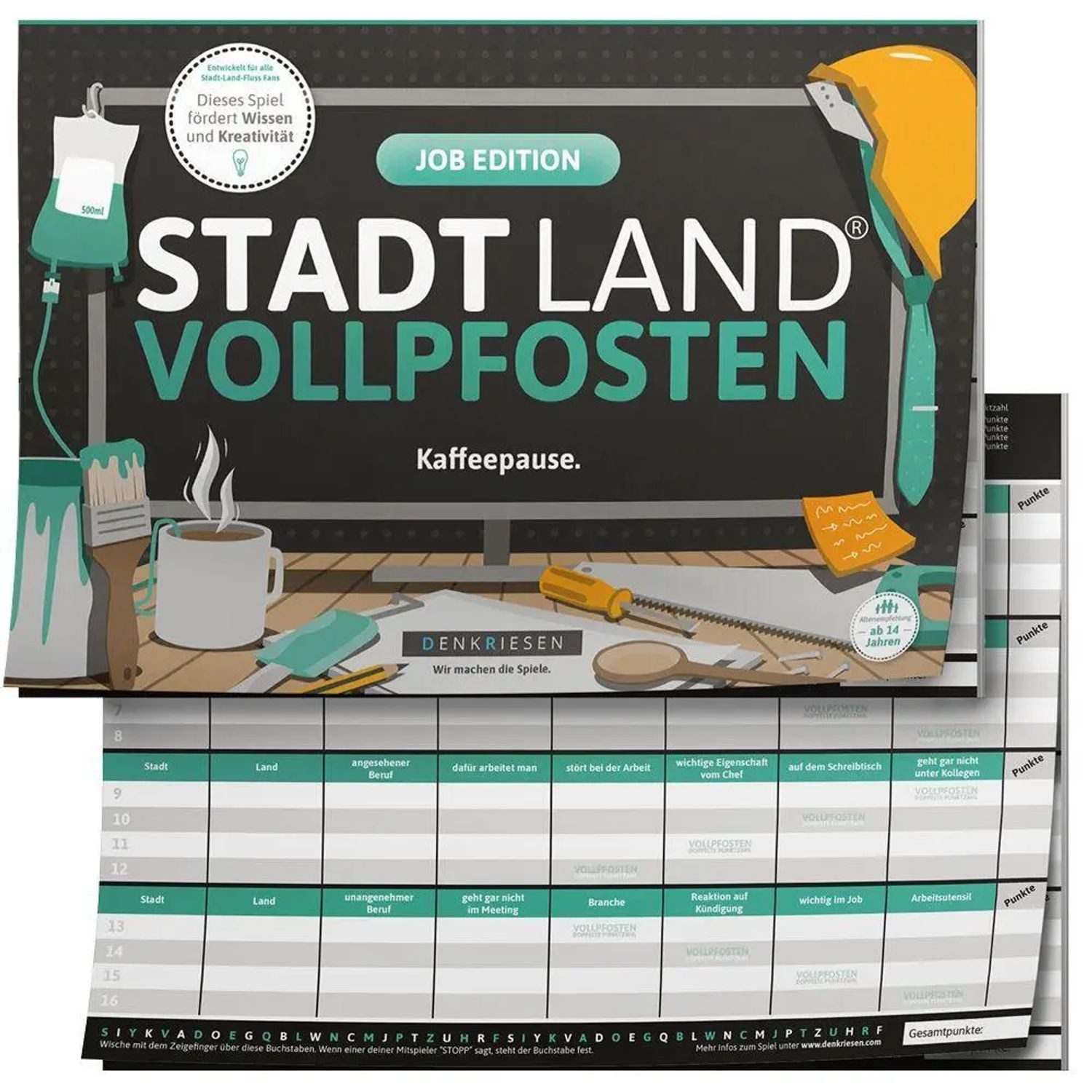 Denkriesen Spiel STADT LAND VOLLPFOSTEN® - JOB EDITION "Kaffeepause."