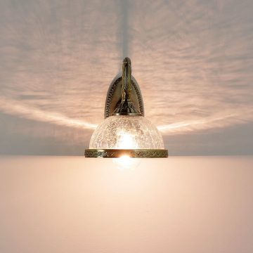 Licht-Erlebnisse Wandleuchte CHARLES, ohne Leuchtmittel, Wandlampe Jugendstil Glasschirm in Messing E14