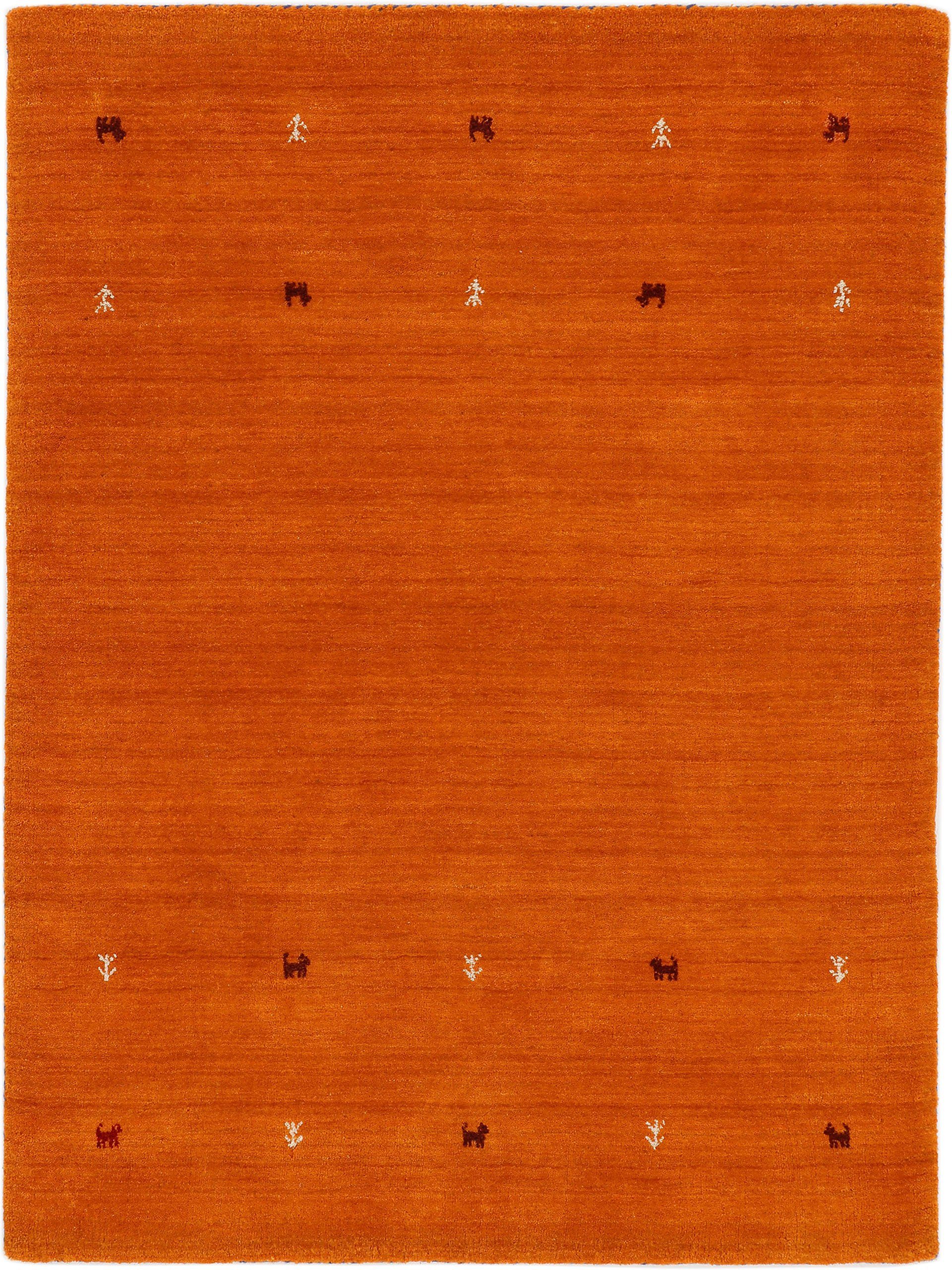 Wollteppich Gabbeh Uni, carpetfine, rechteckig, Höhe: 15 mm, reine Wolle, handgewebt, Gabbeh Loom Tiermotiv, auch als Доріжка