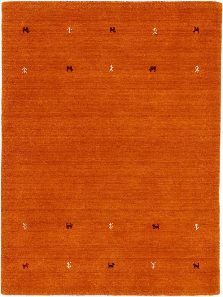 Wollteppich Gabbeh Uni, carpetfine, rechteckig, Höhe: 15 mm, reine Wolle,  handgewebt, Gabbeh Loom Tiermotiv, auch als Läufer