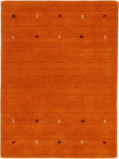 Wollteppich Gabbeh Uni, carpetfine, rechteckig, Höhe: 15 mm, reine Wolle, handgewebt, Gabbeh Loom Tiermotiv, auch als Доріжка