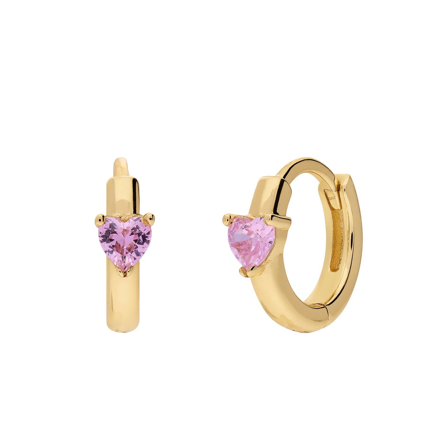 LUCARDI Paar Creolen Ohrring - 925 Silber - Gold - Zirkonia - Kinder