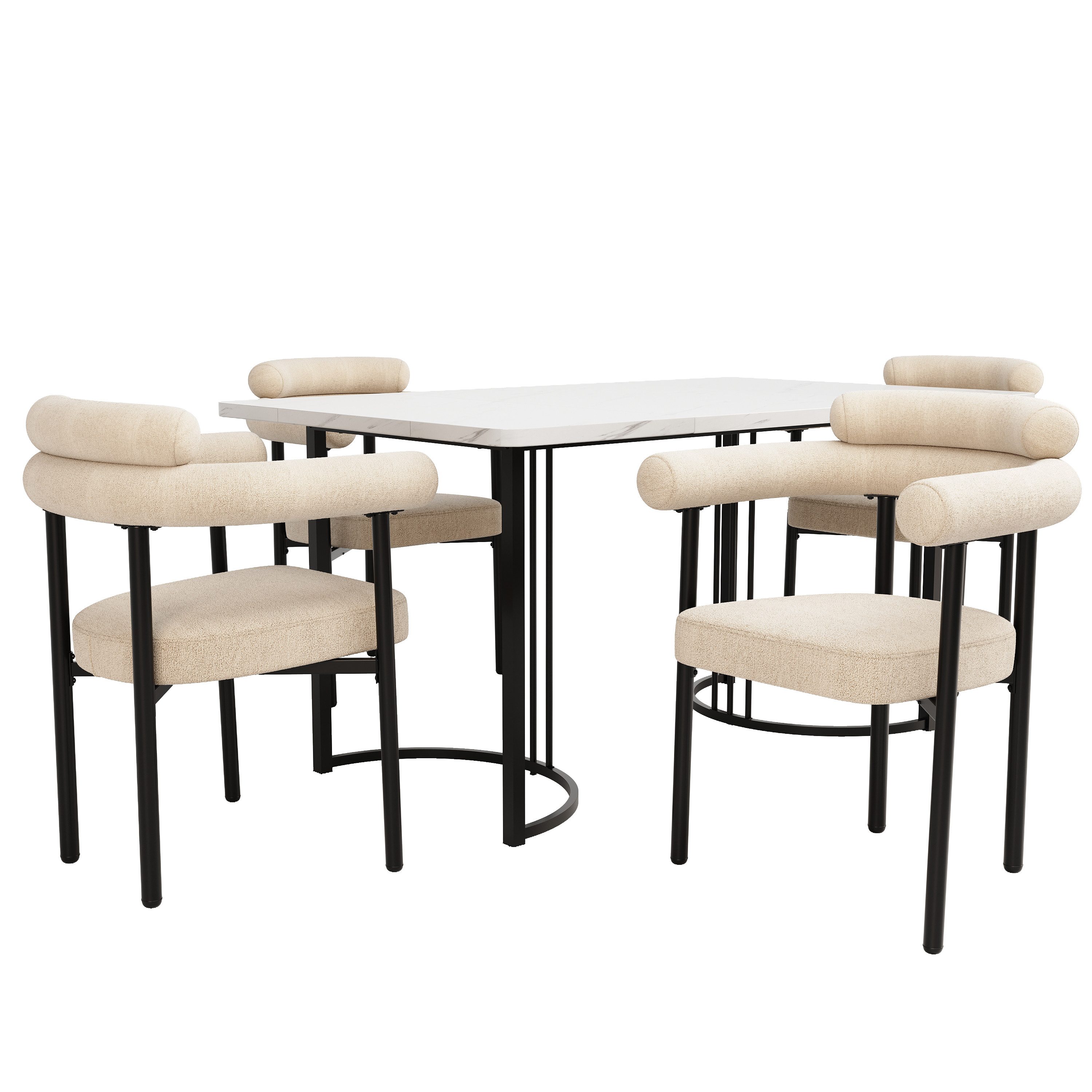 OKWISH Essgruppe Esstisch mit 4 Stühlen, günstig online kaufen