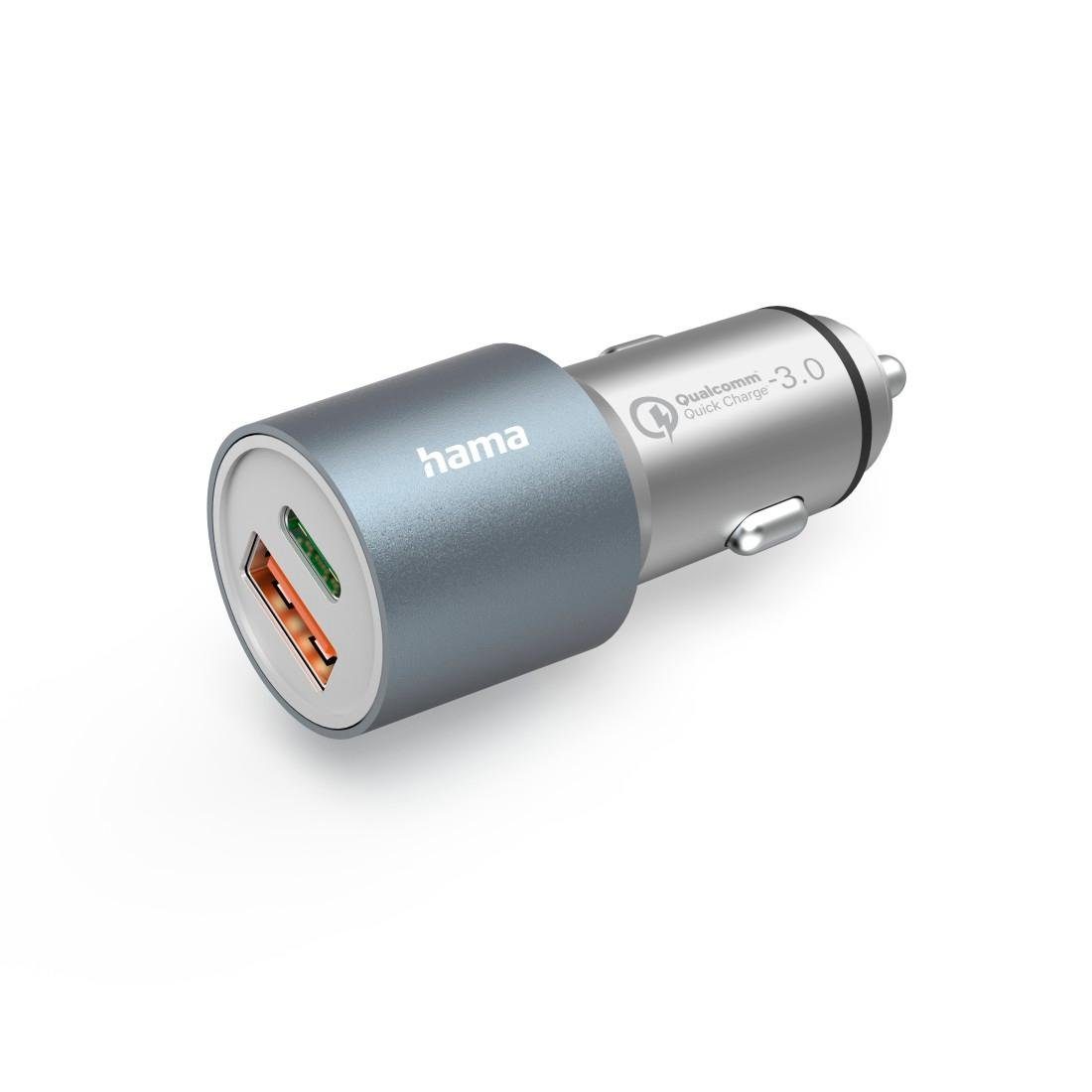 Hama Auto Schnellladegerät, 1x USB C PD, 1x USB A QC, 38 W, Metall KFZ-Adapter