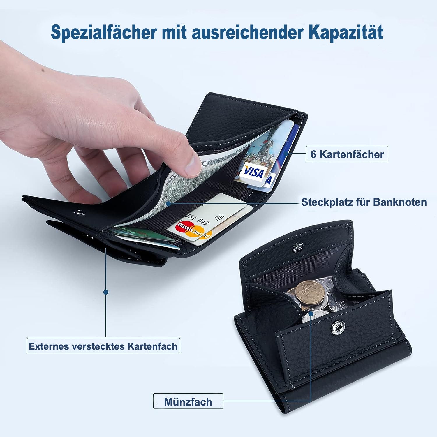 Bextsrack Mini Geldbörse Schlichte kleine Geldbörse aus Leder für Frauen (1 günstig online kaufen