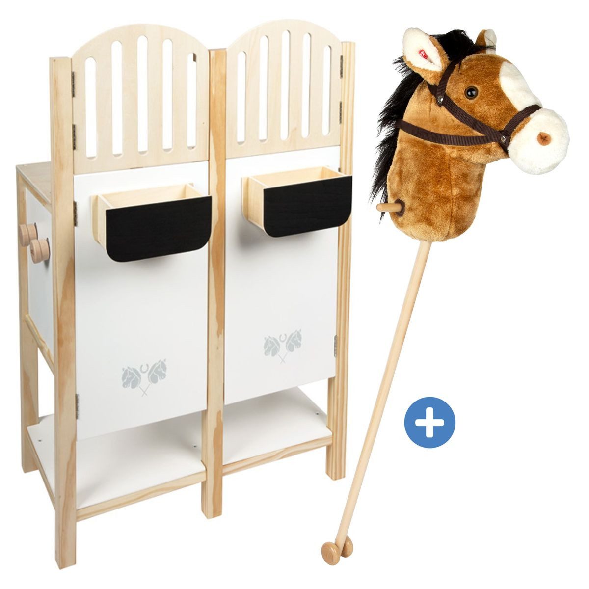 Small Foot Steckenpferd Nico - Braun, Hobby Horsing Steckenpferd Stockpferd mit Pferdestall