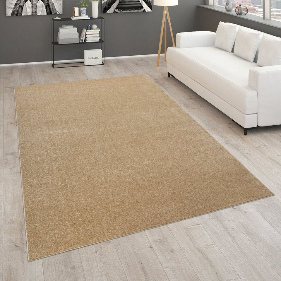 Teppich Porto 890, Paco Home, rechteckig, Höhe: 13 mm, Kurzflor, Uni-Farben,  ideal im Wohnzimmer & Schlafzimmer, robuste und pflegeleichte Qualität