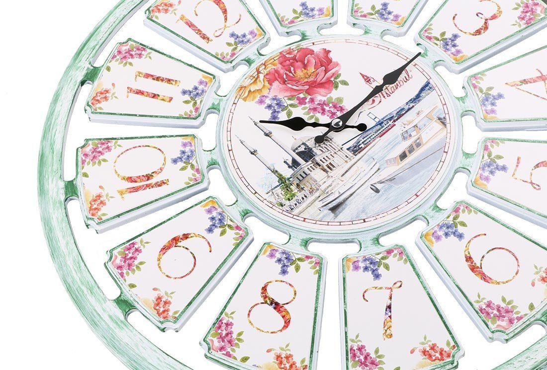 Dekonaz Wanduhr Wanduhr Dekoration Ortaköy Rund Grün Istanbul