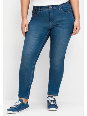 Sheego Stretch-Jeans Große Größen »Die Schmale« mit zweifarbigen Kontrastnähten