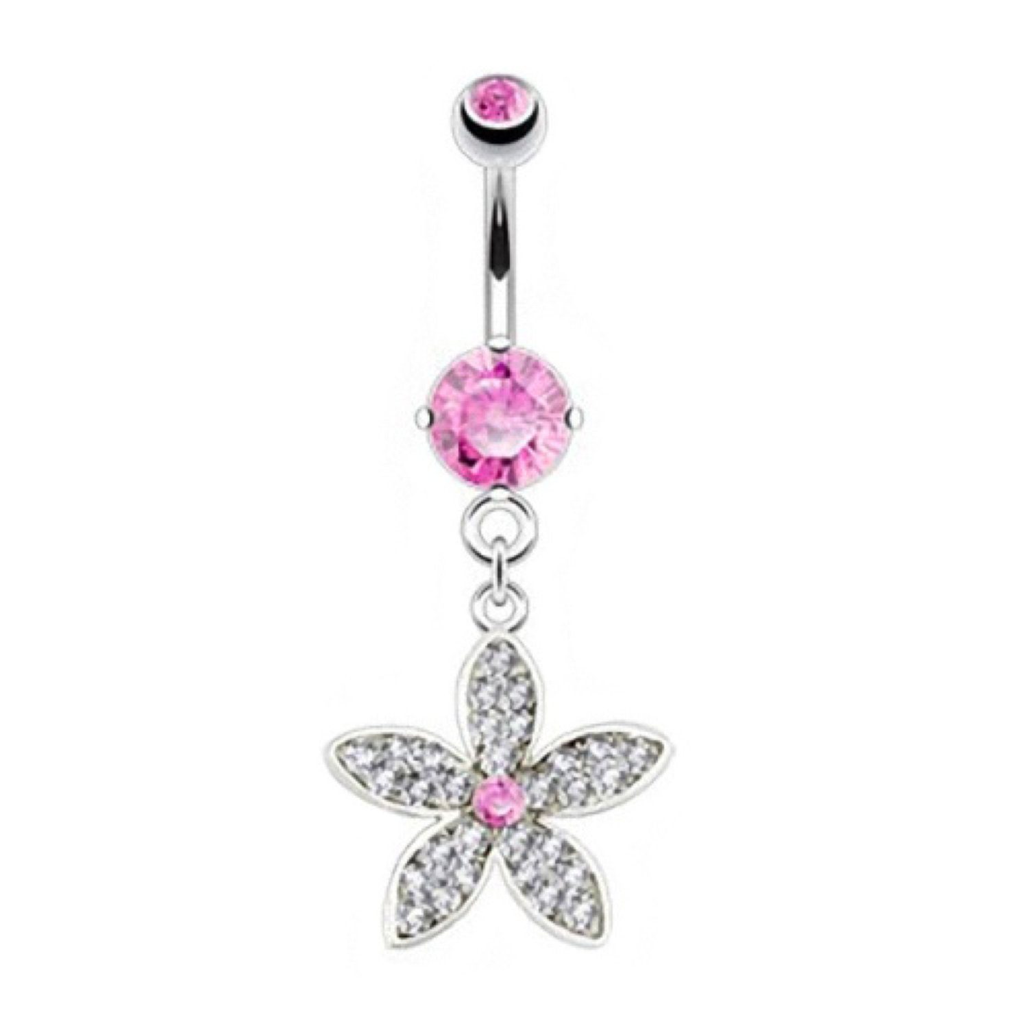 Bauchnabelpiercing Piercing Edelstahl Kristall Blume