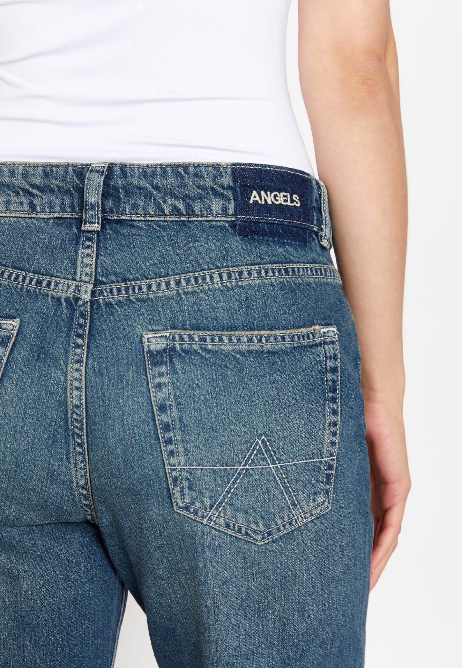 ANGELS Jeans Label-Applikationen im Boyfriend dunkelblau Relaxed Boyfriend-Jeans Fit mit