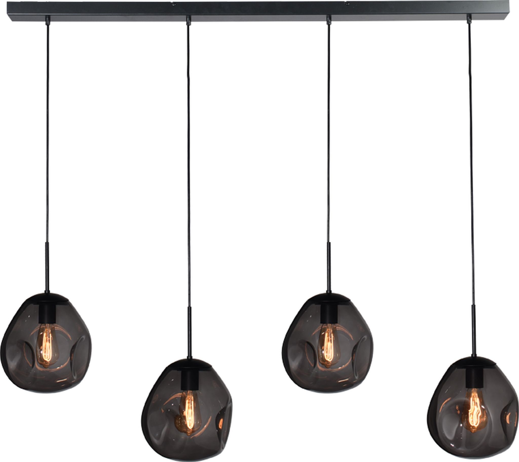 masterlight Pendelleuchte Hängelampe Hängeleuchte Lava 4-flammig Glas Grau 130x24cm, ohne Leuchtmittel, Lichtfarbe ist abhängig vom Leuchtmittel, exklusiv und handgefertigt