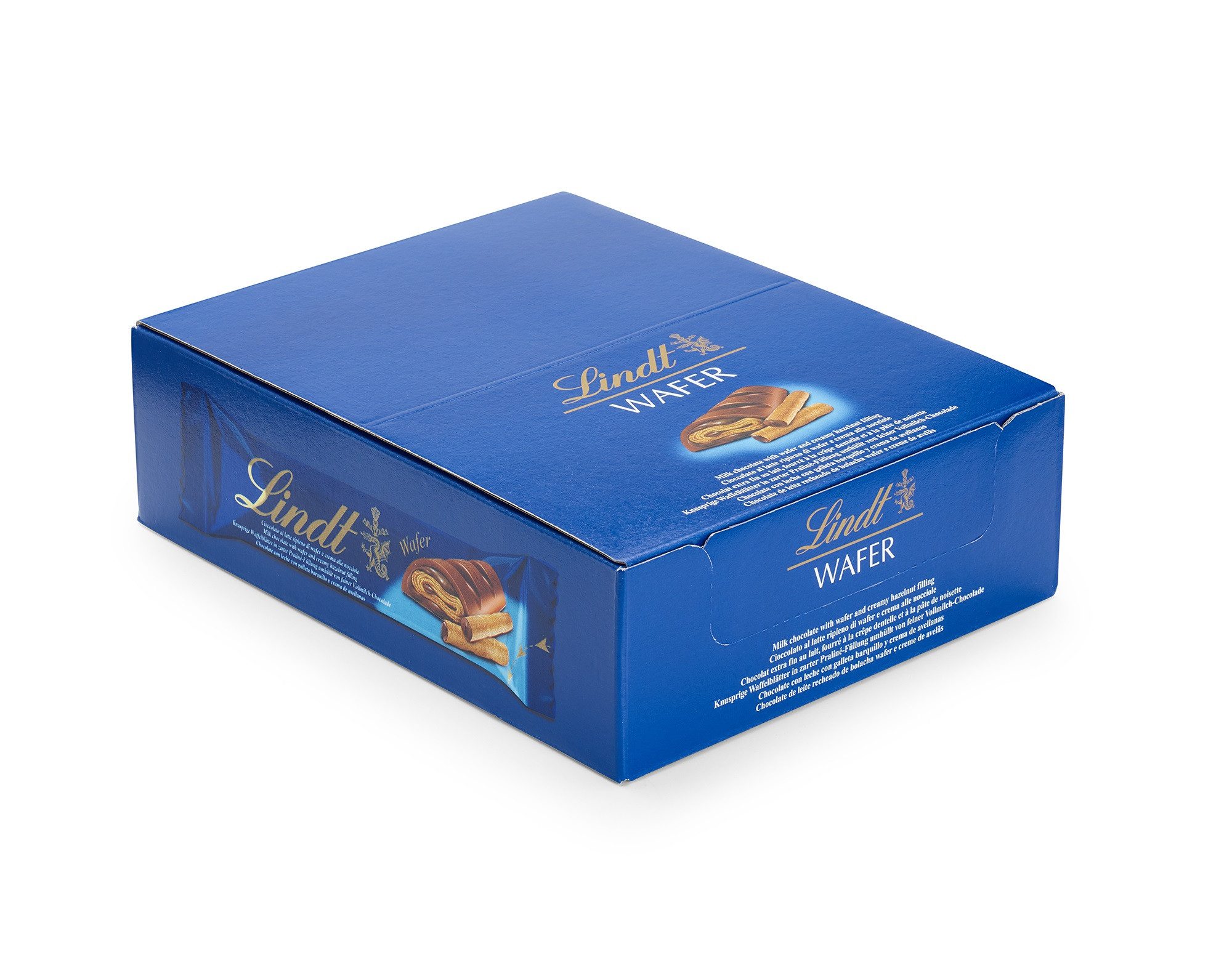 LINDT Schokolade 18x 35g Waffel Riegel Vollmilch Schokolade Schokoriegel Display Vorrat, 1 x 630 g, 18 St.