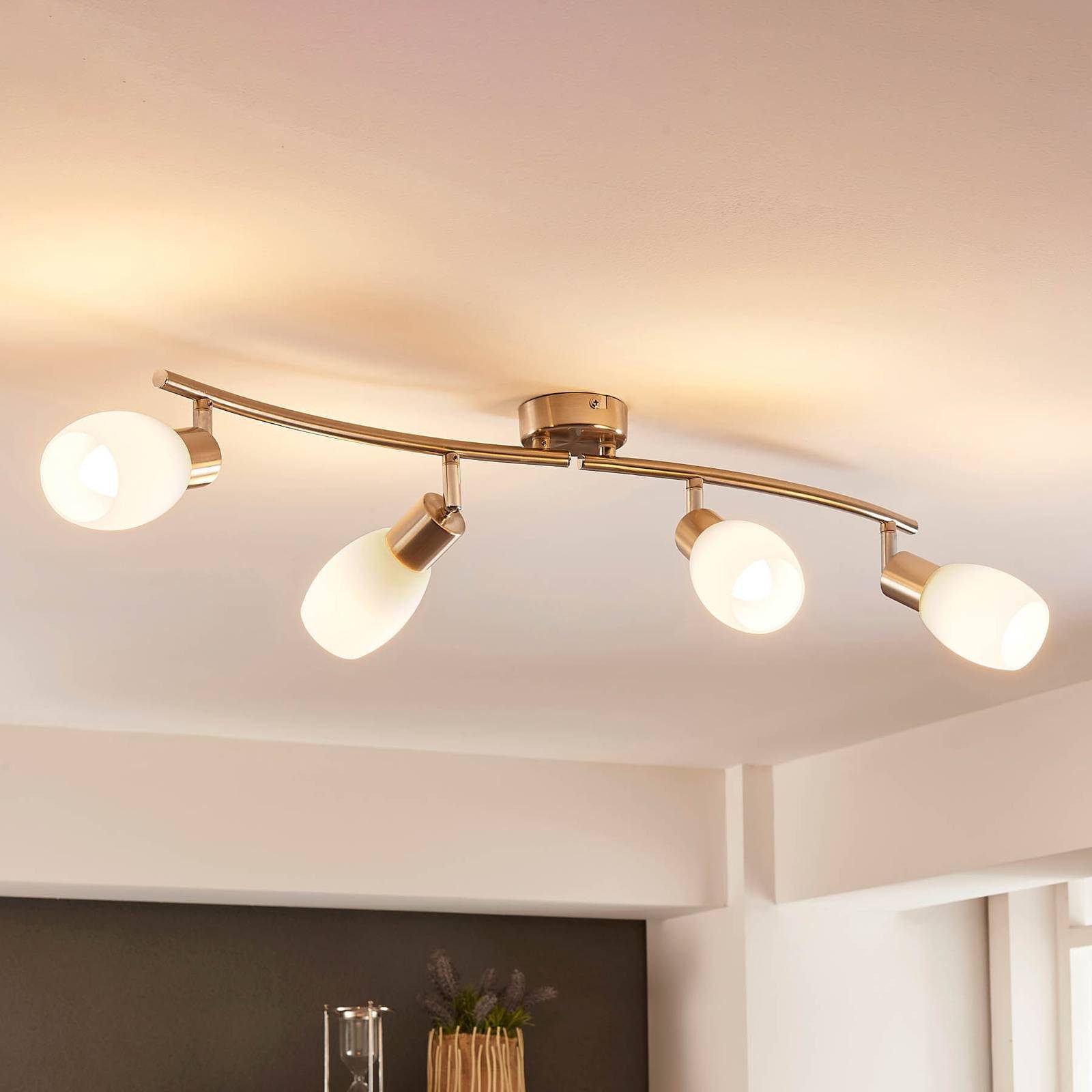 Lindby Deckenstrahler Arda, Glas Alu IP20, 4 x 4,5 W LED