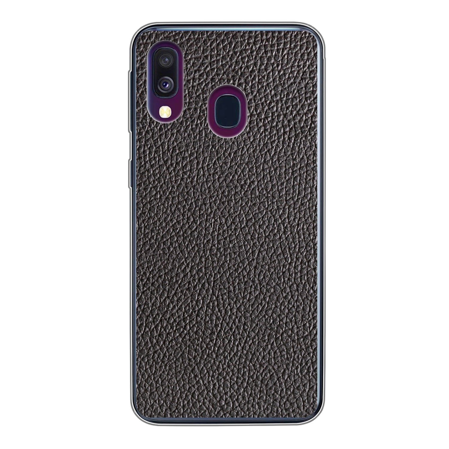 MuchoWow Handyhülle für Samsung Galaxy A40 Leder - Lederoptik - Schwarz - Hell, Smartphone-Bumper, Print, Handy Schutzhülle Dünn