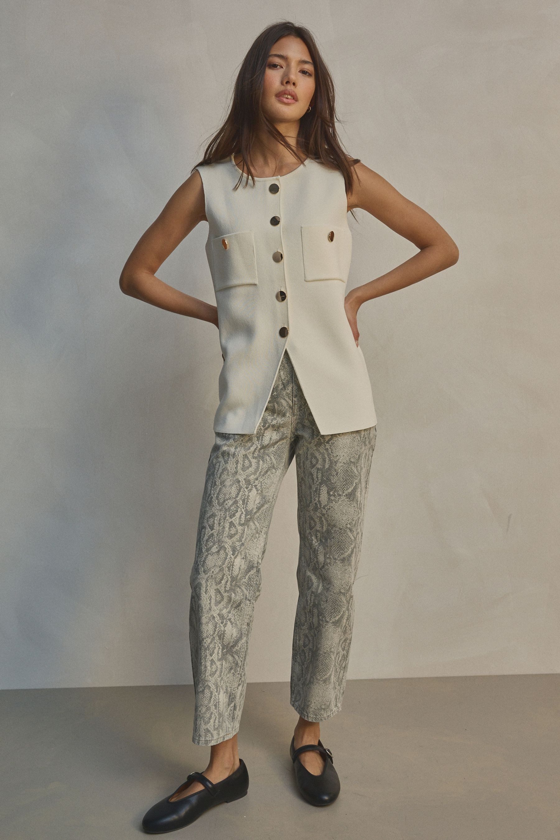 Next Anzugweste Gestricktes Westenoberteil mit Knopfleiste (1-tlg)