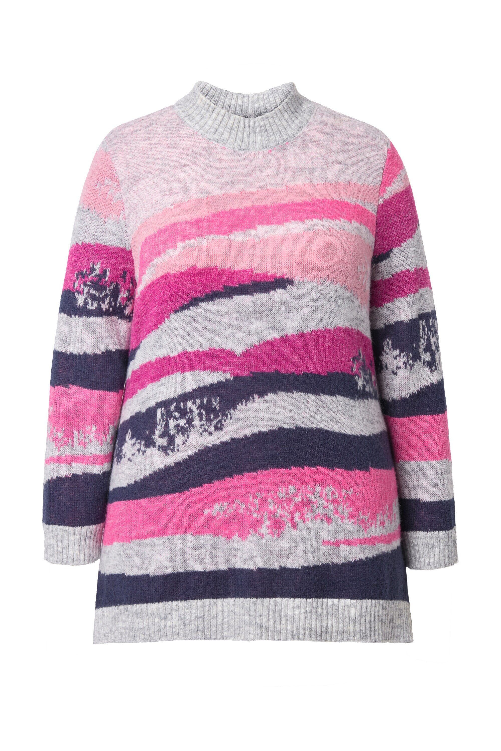 Ulla Popken Strickpullover Pullover Strickmuster Rundhals Langarm günstig online kaufen